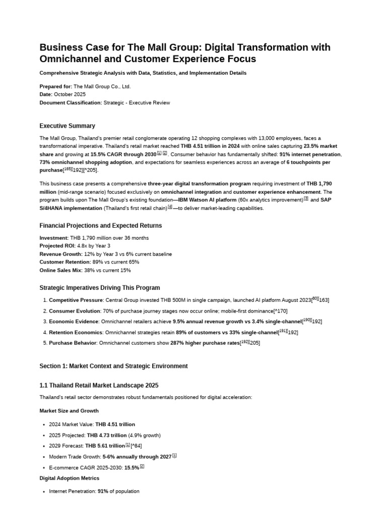 1mall Group Digital Transformation Business Case Complete | PDF ...
