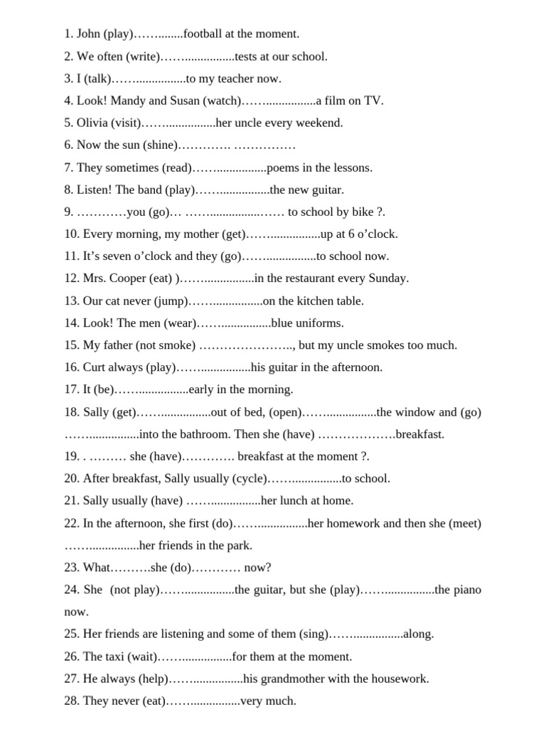 English Present Continuous Exercises | PDF | Chess Openings | Chess