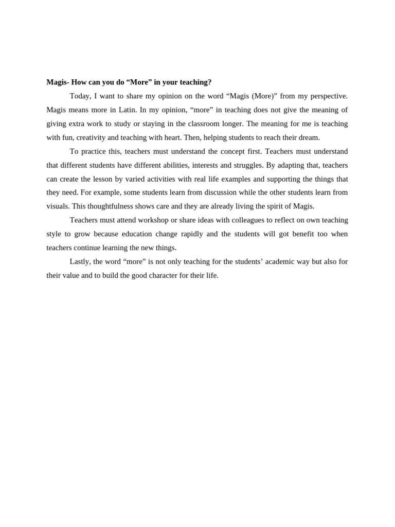 Embracing Magis in Teaching Methods | PDF