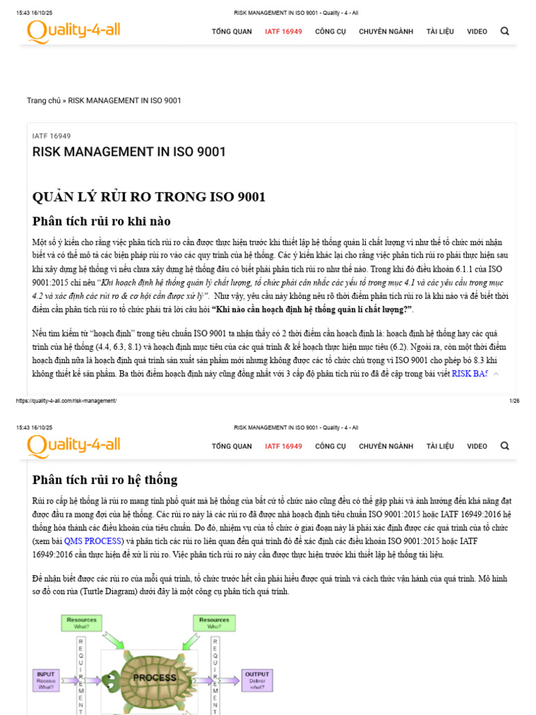 RISK MANAGEMENT IN ISO 9001 - Quality - 4 - All | PDF