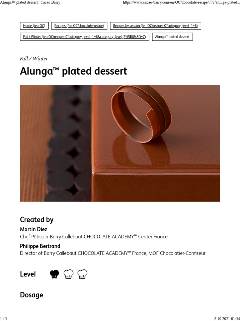 Alunga™ Plated Dessert Recipe | PDF | Chocolate | Desserts