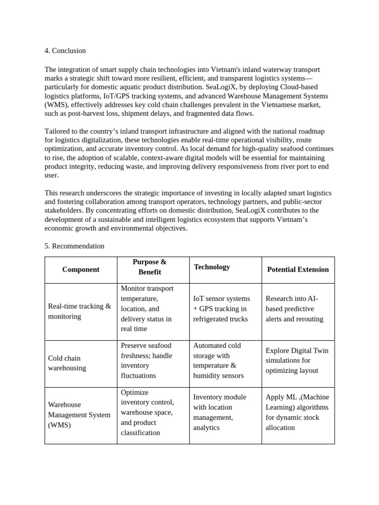 Conclusion, Recommendation | PDF | Logistics | Internet Of Things