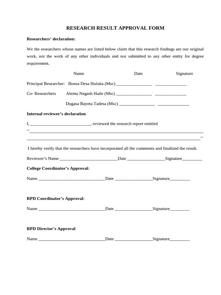 Approval Form 1 | PDF