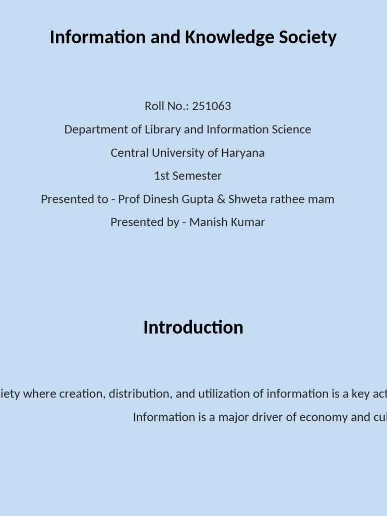 Understanding Information and Knowledge Society | PDF | Information ...