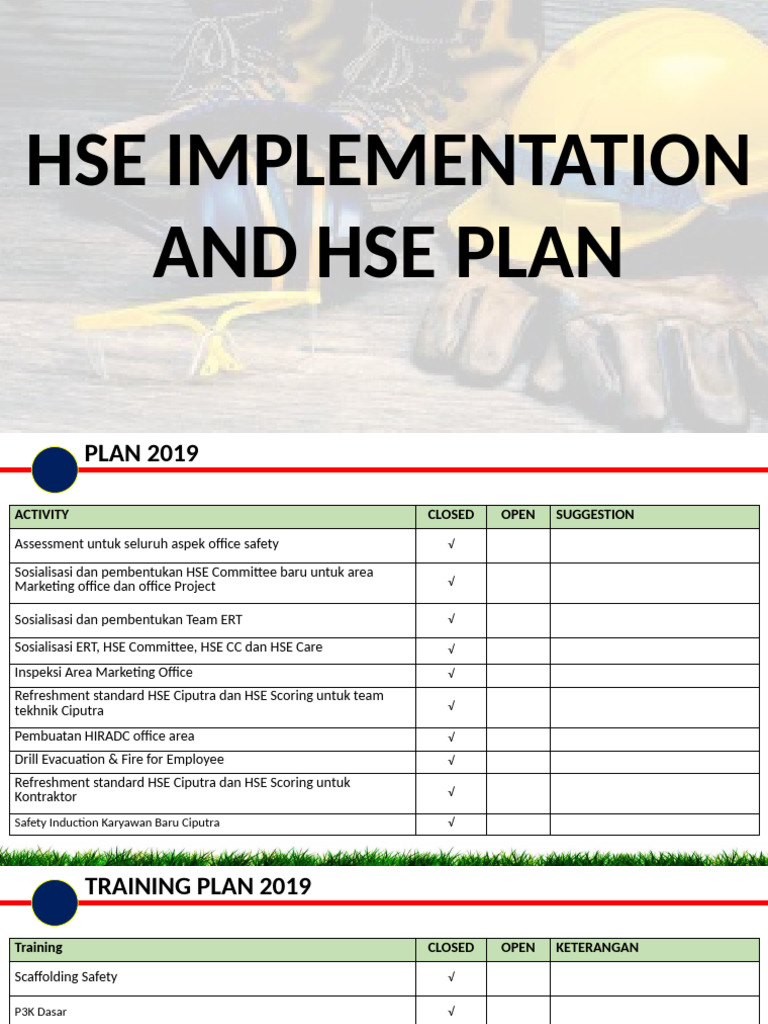 HSE Implementation and Training Plan 2019 | PDF | Safety | Occupational ...