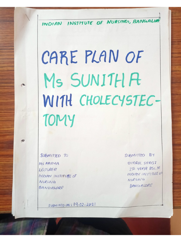 Care Plan Cholecystectomy | PDF