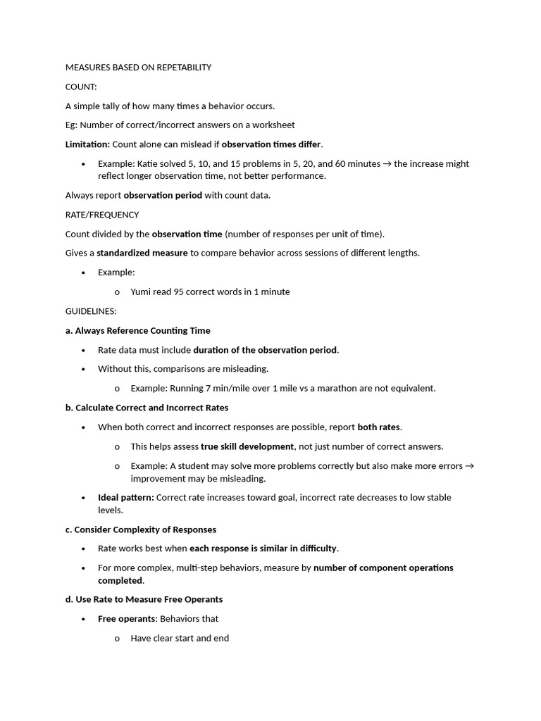 Behavior Measurement Techniques Explained | PDF | Sampling (Statistics ...