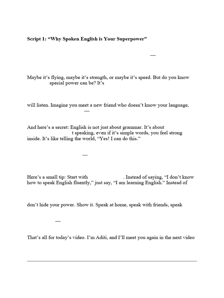30 Scripts | PDF | English Language | Fluency