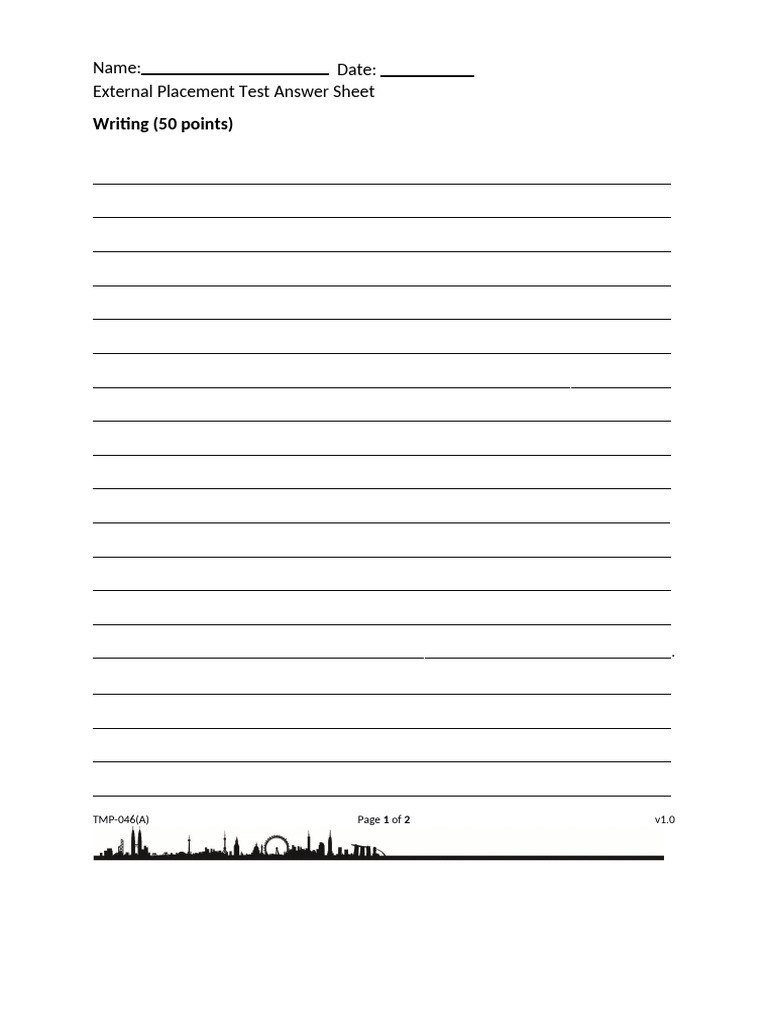 External Placement Test Answer Sheet | PDF