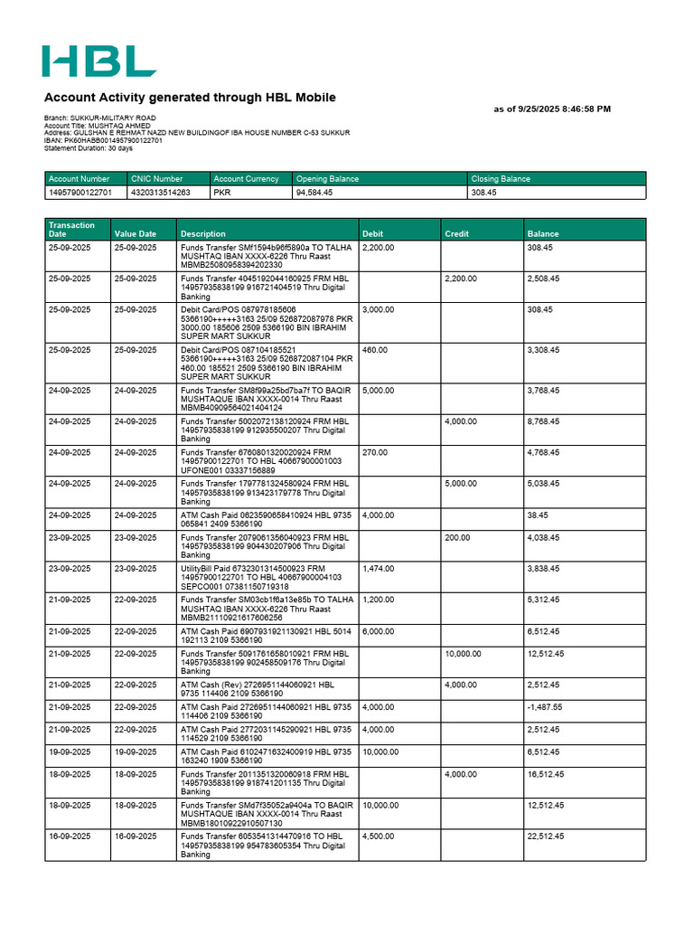 Account Statement 25-09-2025T20 47 04 | PDF | Debit Card | Banks