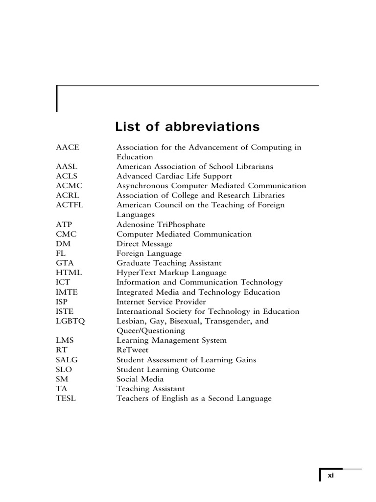 Comprehensive Abbreviation List | PDF