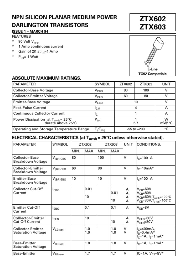 ZTX602 | PDF | Bipolar Junction Transistor | Amplifier