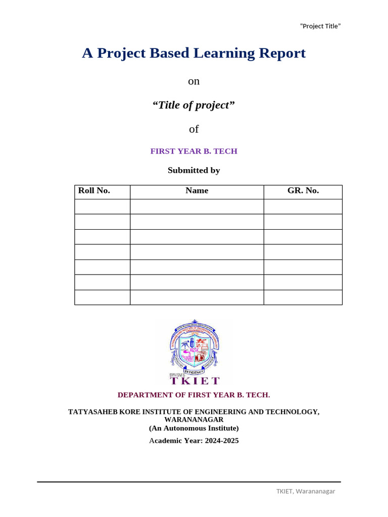 PBL Report Format for B. Tech Projects | PDF