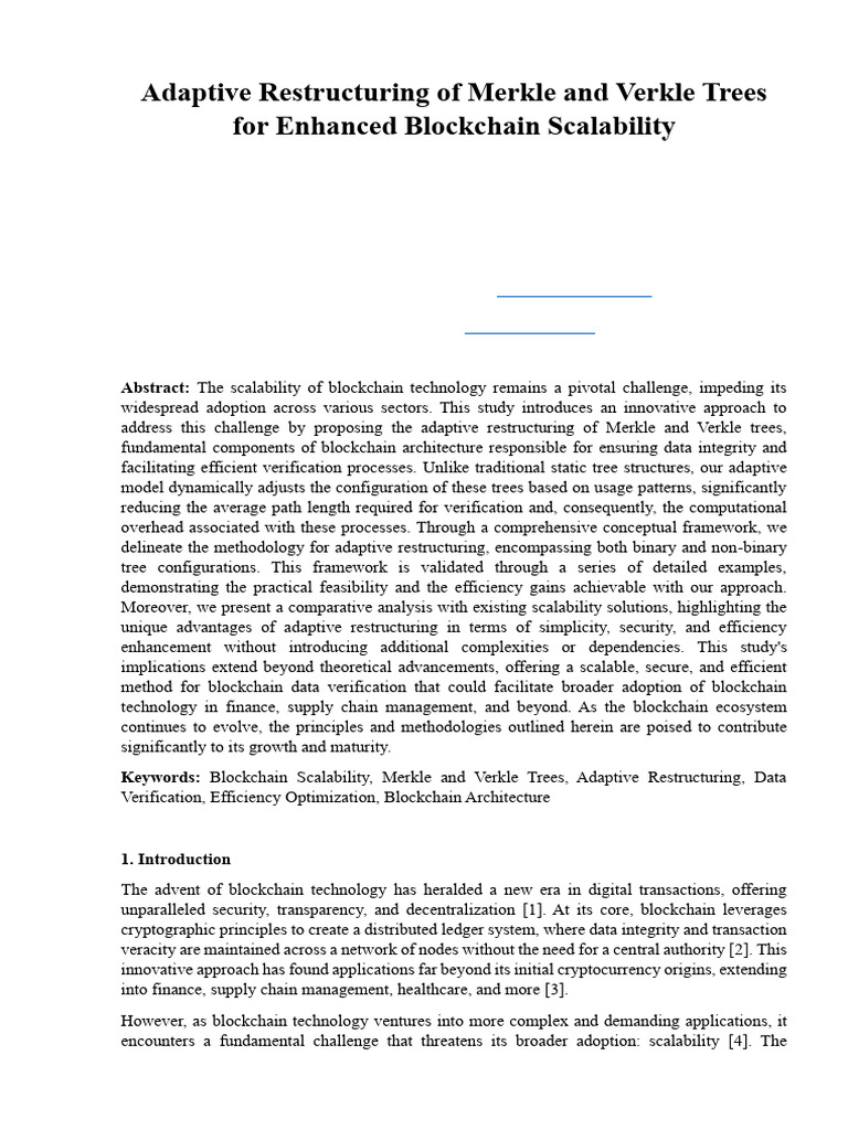 Merkle Tree For Adaptive Blockchain Scalability | PDF | Scalability