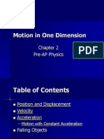 Motion in One Dimension: Pre-AP Physics