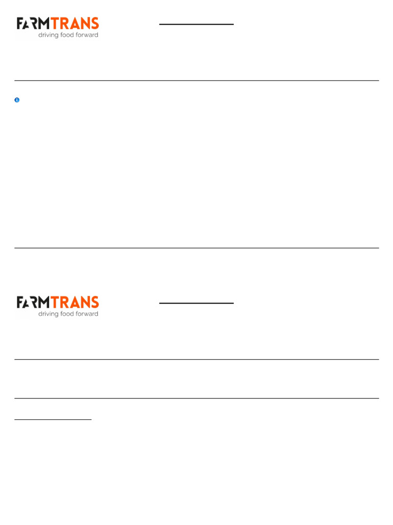 Transport Order Guidelines for Farm Trans | PDF