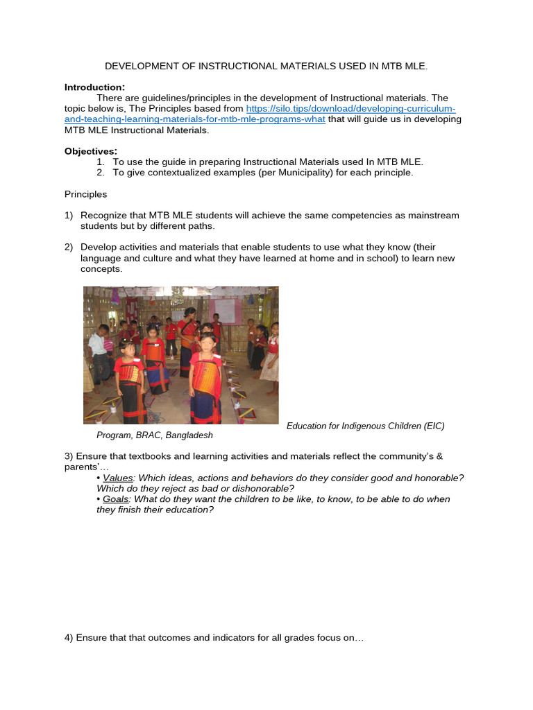 Development of Instructional Materials in Mtbmle 1 | PDF | Learning ...