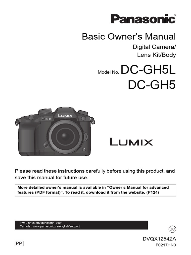 Panasonic DC-GH5 Basic Manual | PDF | Shutter Speed | Camera