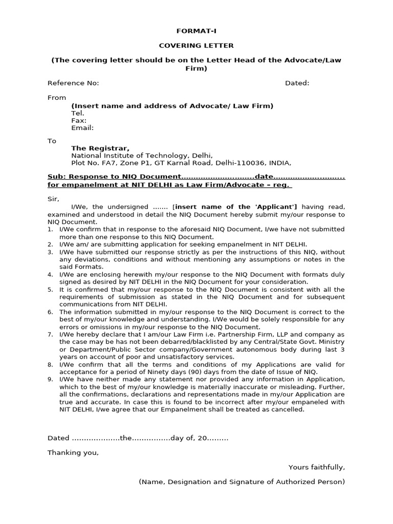 NIT Delhi Law Firm Empanelment Application | PDF | Advocate | Justice