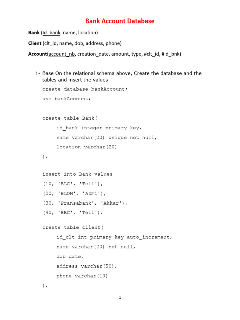 Bank_database | PDF | Databases | Sql