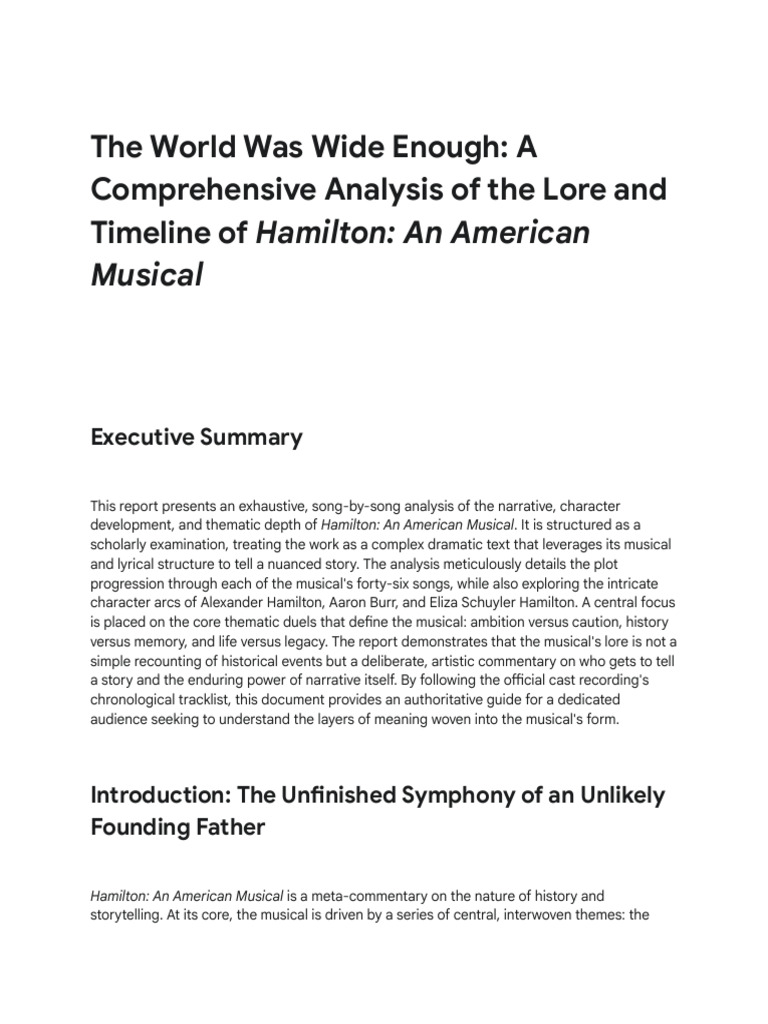 Hamilton Musical Timeline Analysis | PDF | Hamilton (Musical)