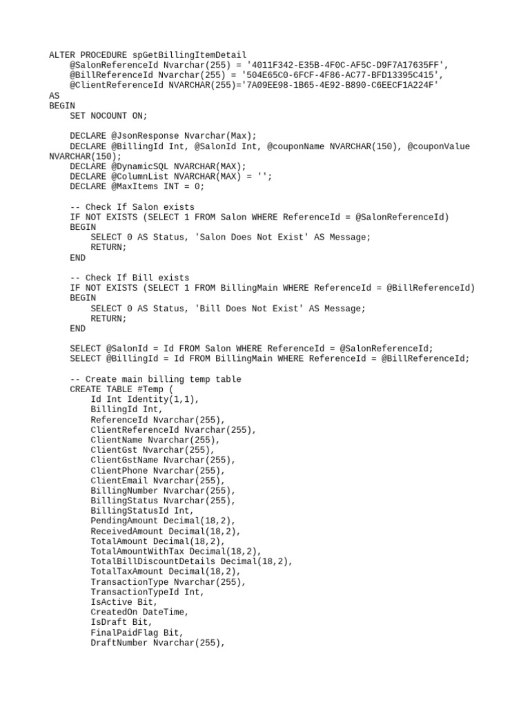 Billing Item Detail Procedure | PDF | Computer Programming | Data ...