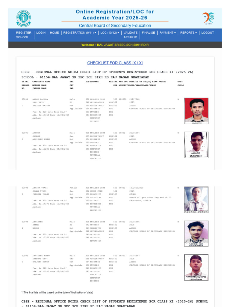 CBSE Class XI Registration Checklist 2025 | PDF | Government Of India ...