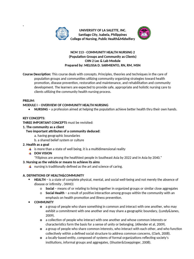 Community Health Nursing Overview | PDF | Preventive Healthcare ...