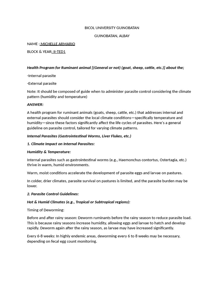 Ruminant 2 Pdf Parasitism