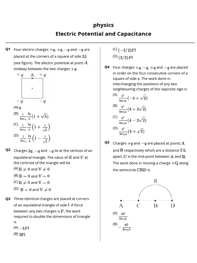 Electric Potential and Capacitance DPP 02 of Lec 03 Prayas JEE 2 | PDF ...