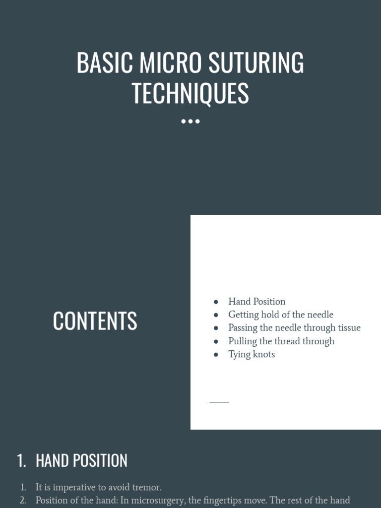 Essential Micro Suturing Techniques | PDF | Surgical Suture | Knot