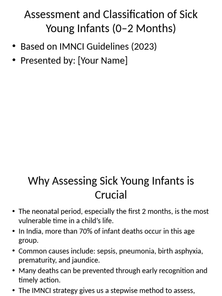 IMNCI Guidelines for Sick Infants Assessment | PDF | Infants | Preterm ...