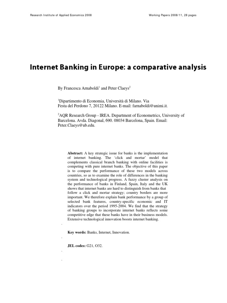 Internet Banking Models in Europe Analysis | PDF | Finance & Money ...