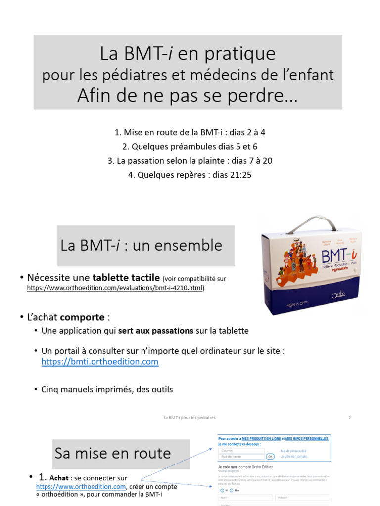 Guide pratique de la BMT-i pour pédiatres | PDF | Fonctions exécutives ...