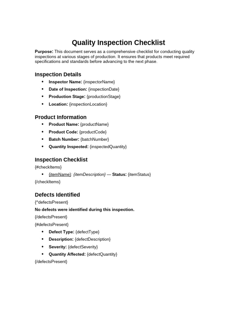 Quality Inspection Checklist | PDF