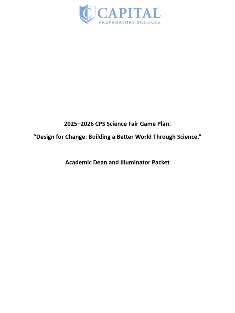 CPS Science Fair 2025-2026 Guide | PDF | Experiment | Data Analysis