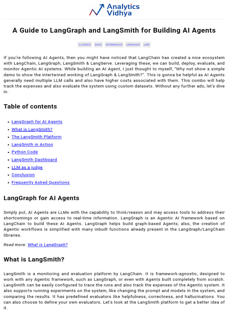 LangGraph & LangSmith AI Agent Guide | PDF | Software Engineering ...