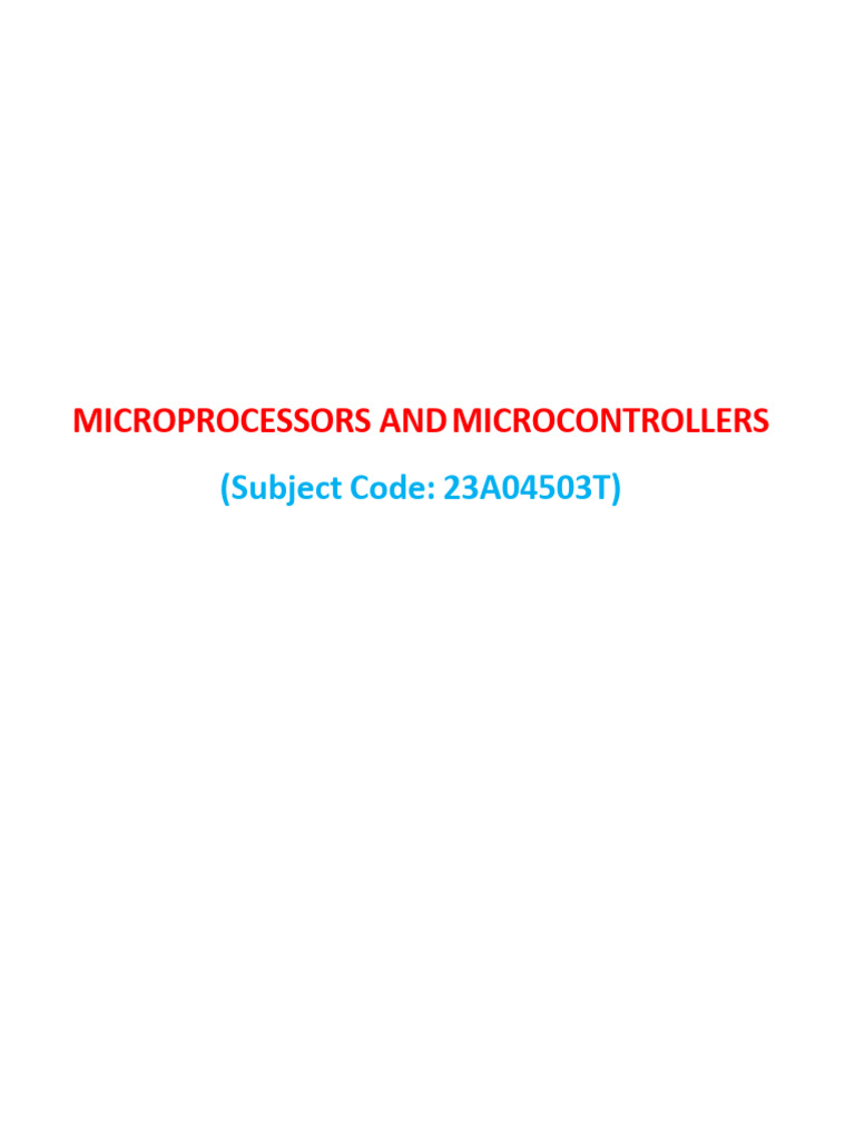 Microprocessors & Microcontrollers Course | PDF | Microcontroller ...
