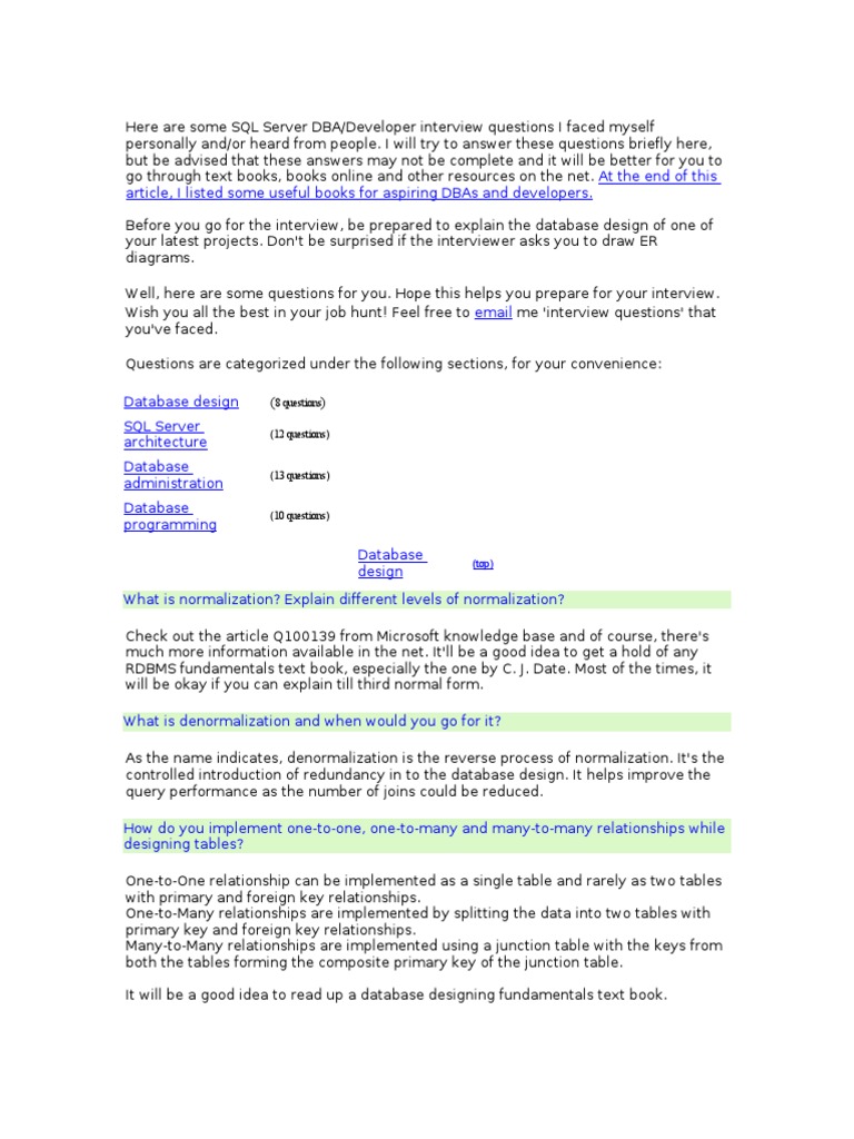 SQL Server Interview Questions Guide | PDF | Database Index | Oracle ...