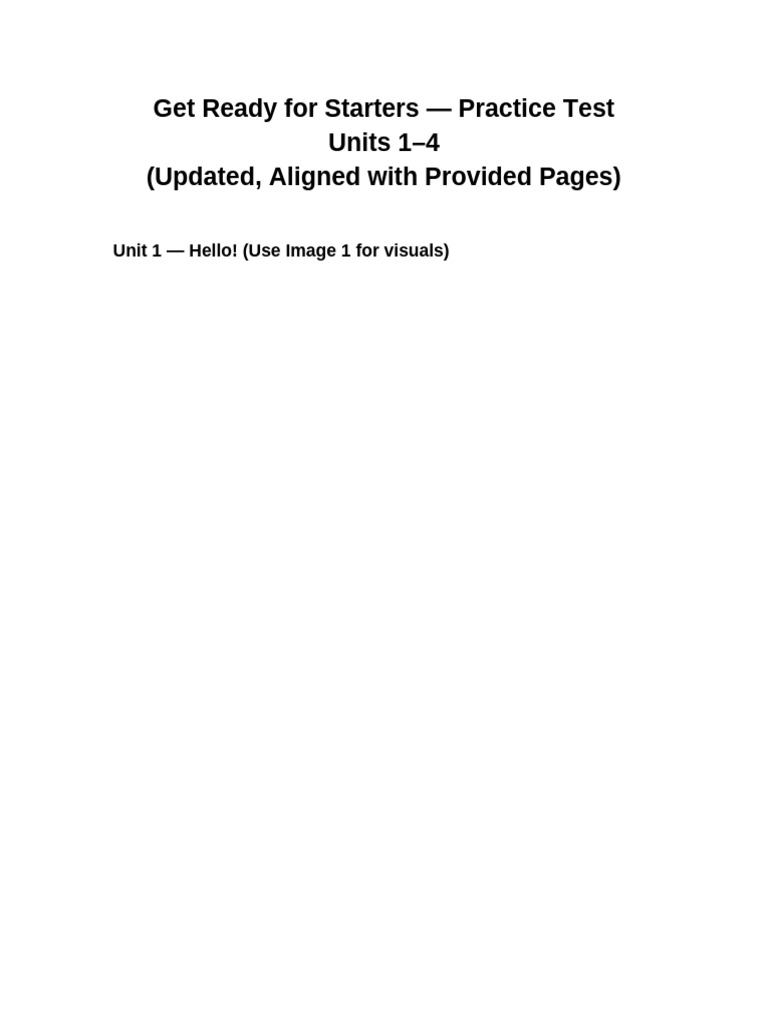 Starters Practice Test Units 1-4 | PDF | Toys | Classroom