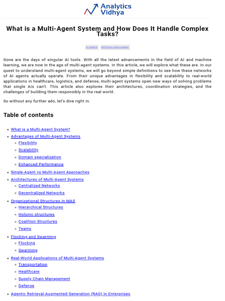 Role of Master Agents in Multi-Agent Systems | PDF | Artificial ...