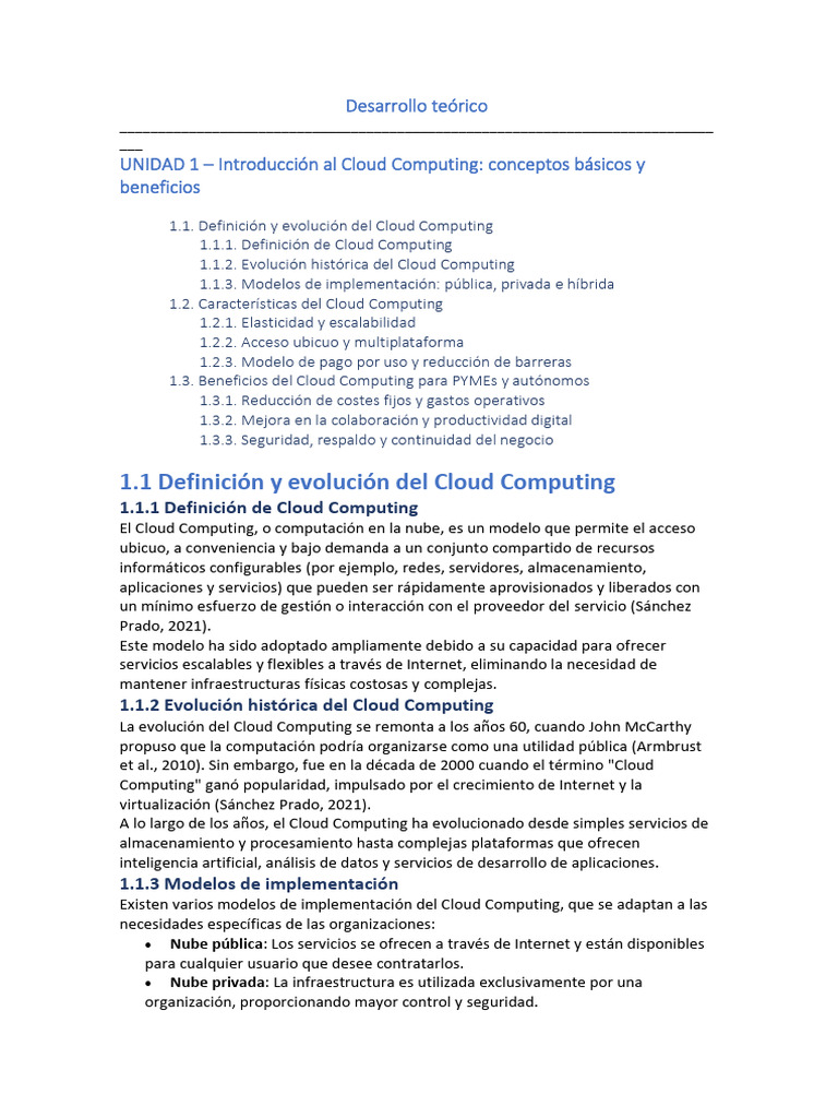 Introducción al Cloud Computing y beneficios | PDF | Computación en la ...