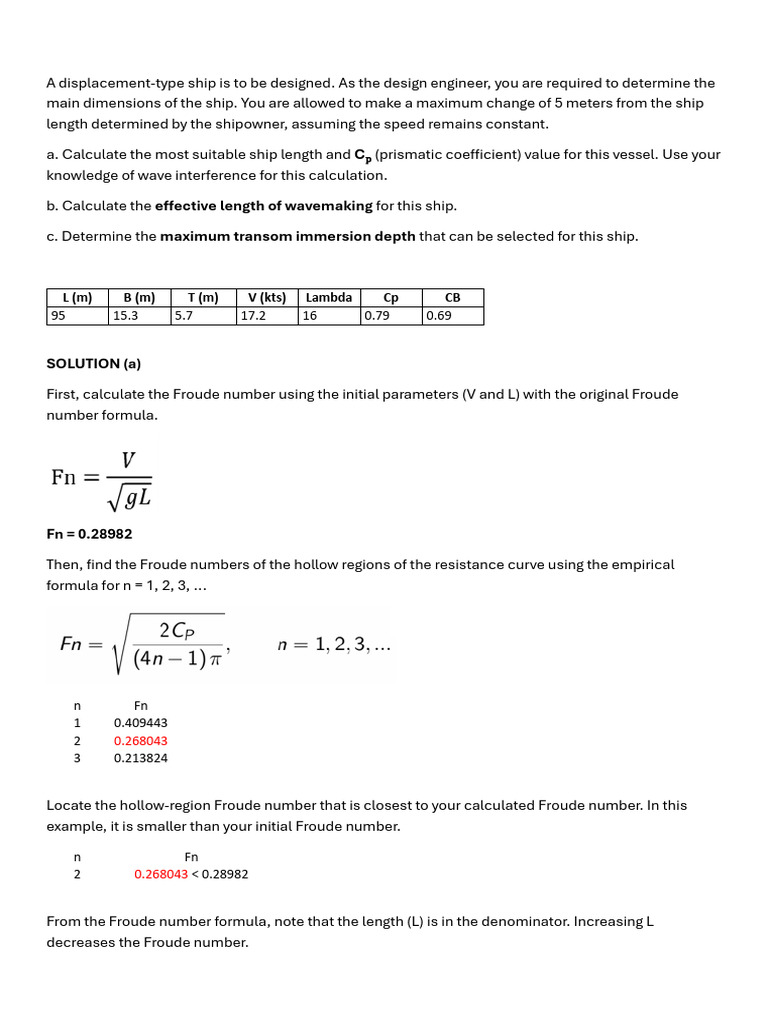 Ship Design: Length and Coefficient Calculations | PDF