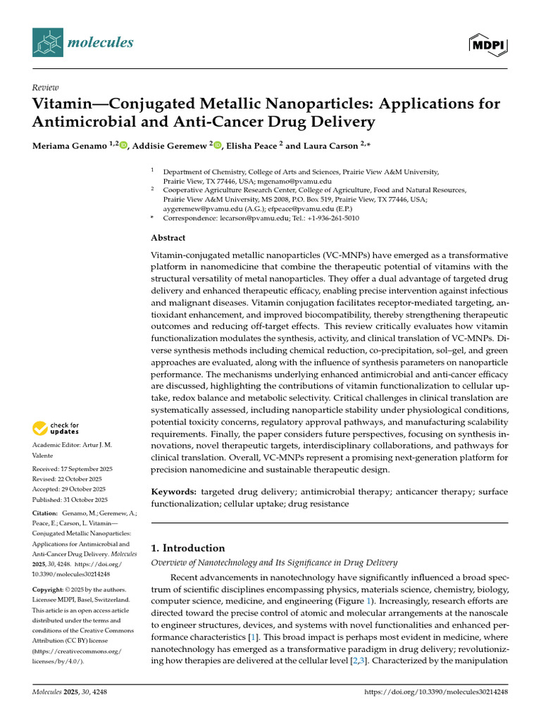 Vitamin-Conjugated Metallic Nanoparticles for Drug Delivery | PDF ...