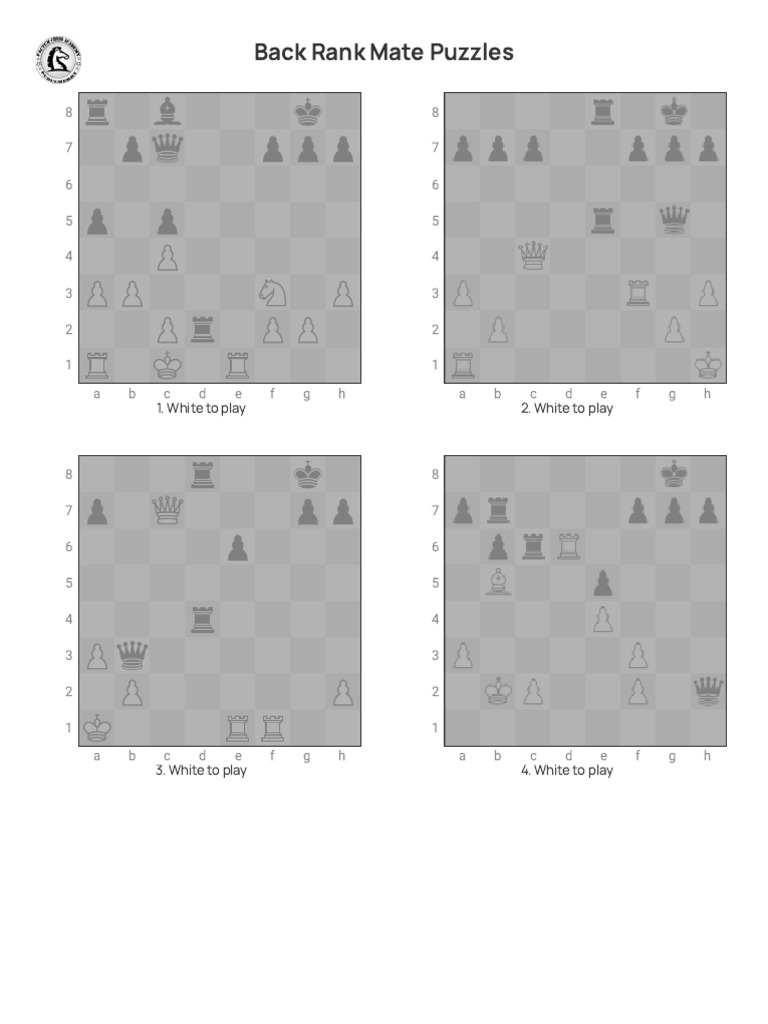 Back Rank Mate Chess Puzzles | PDF | Chess | Chess Theory