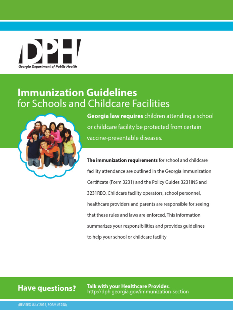 Immunization Guidelines For Schools and Childcare Facilities FINAL 2015 ...