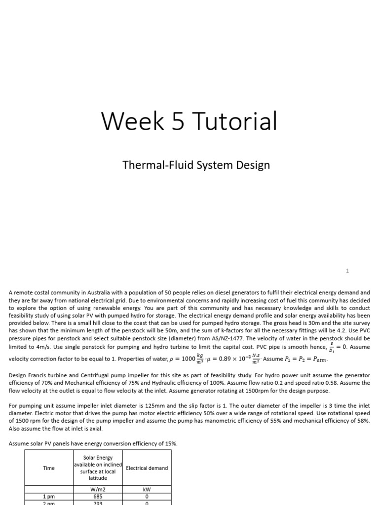 Week+5+Tutorial+-+question+with+solution Tutorial+ | PDF | Turbine | Pump
