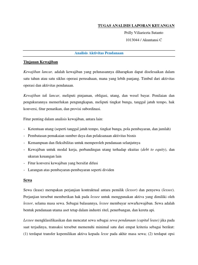 Analisis Aktivitas Pendanaan