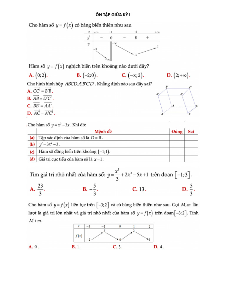 On Tap Giua Ky 1 | PDF