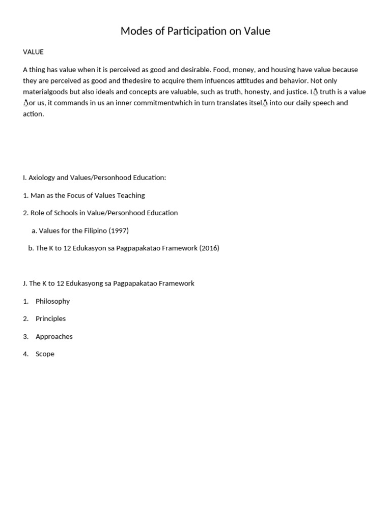 Modes of Participation On Value | PDF